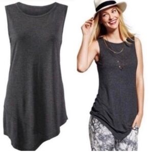 CAbi Grazie Charcoal Grey Tank Top with Asymmetrical Hem Size M